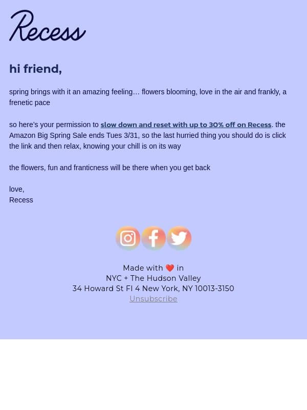 there’s probably a lot going on email from Recess screenshot