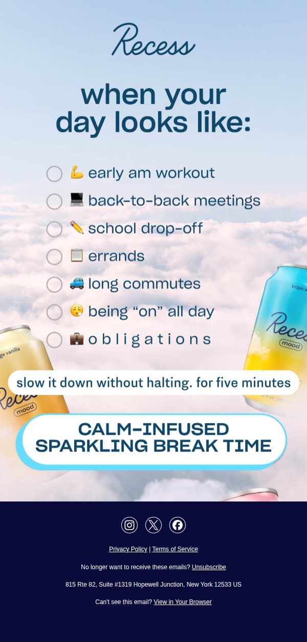 time to downshift email from Recess screenshot