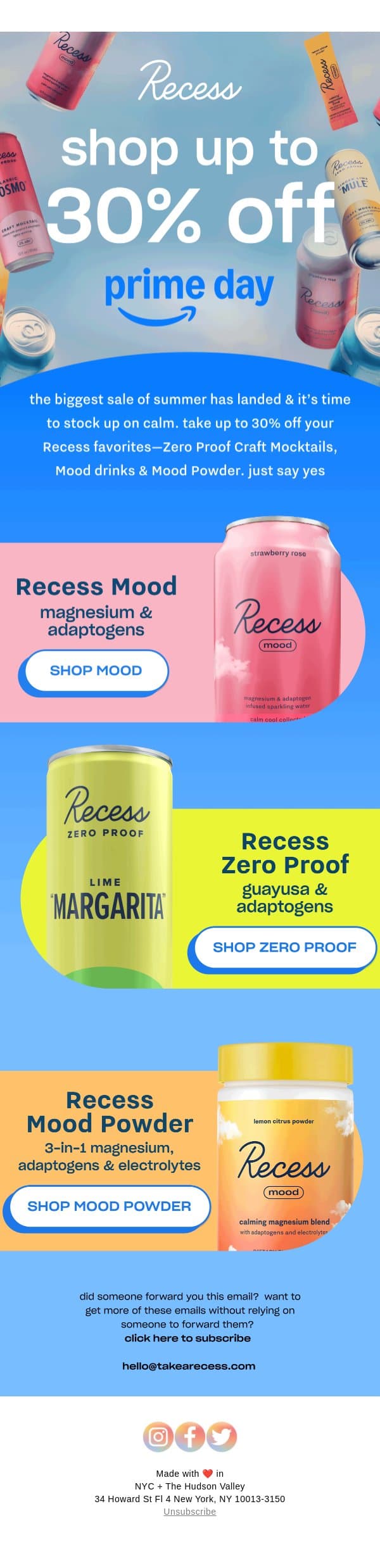 (up to) 30% off your unwind email from Recess screenshot