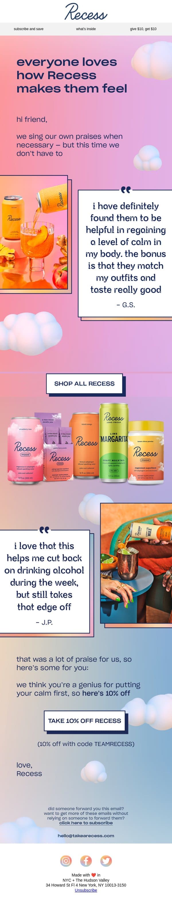 not to brag, but everyone loves Recess email from Recess screenshot