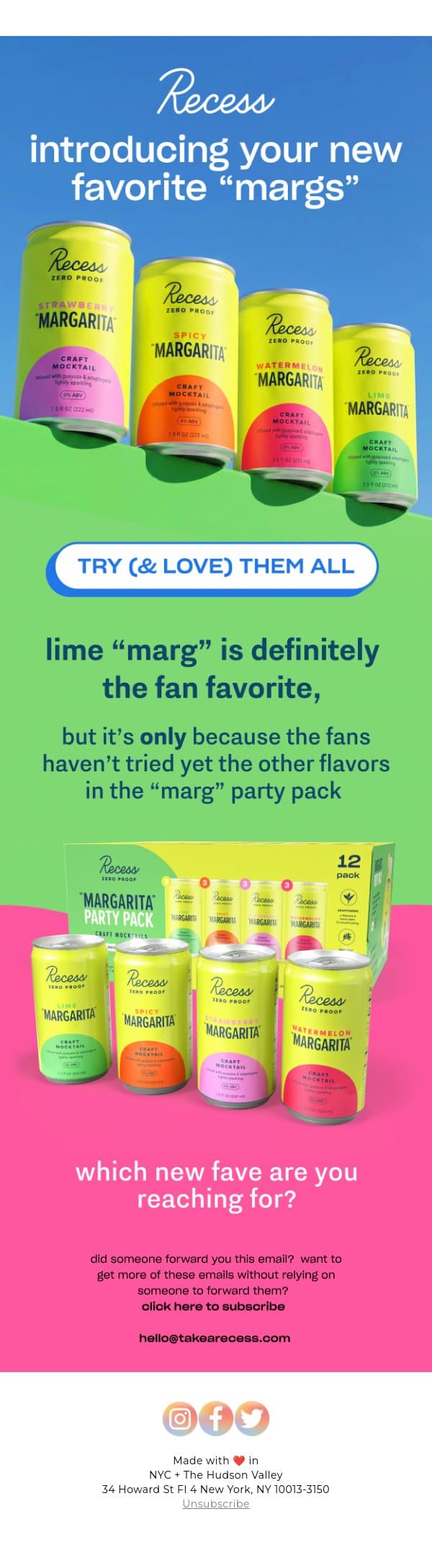but have you tried the spicy one? email from Recess screenshot