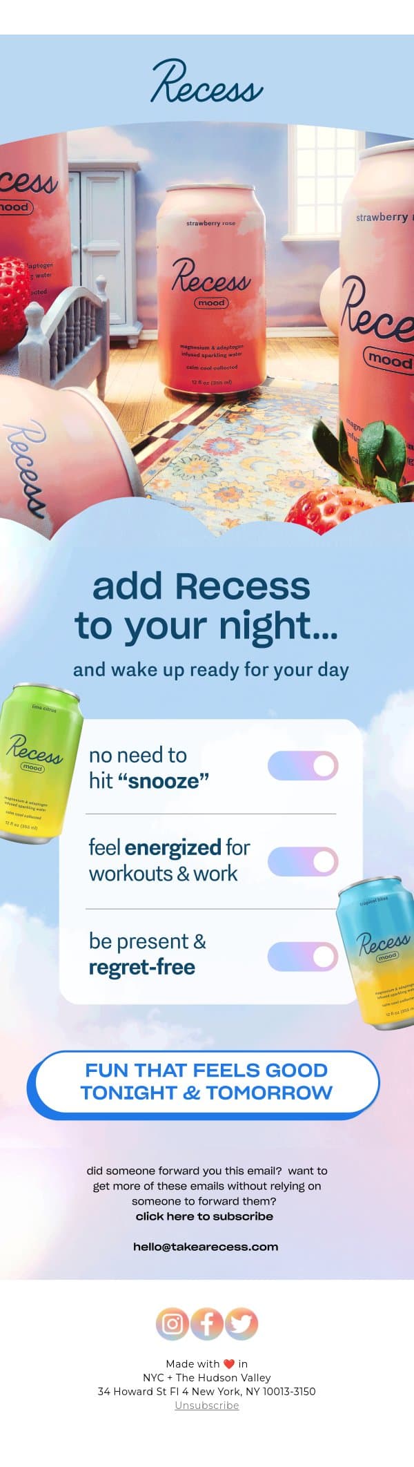 slept great btw email from Recess screenshot