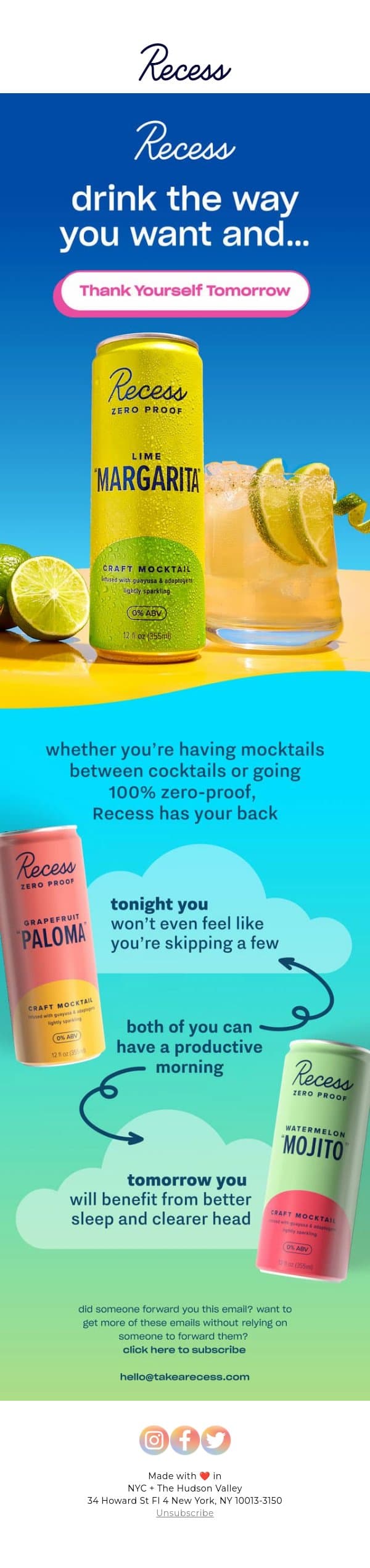 hungover? lol email from Recess screenshot