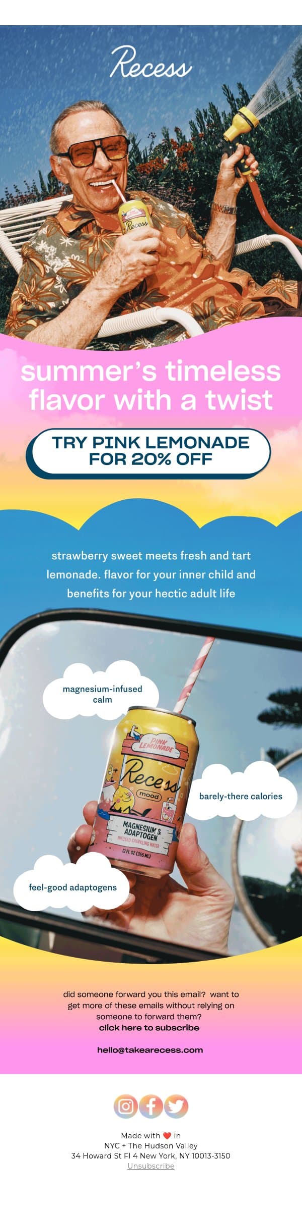 pink lemonade, but better email from Recess screenshot