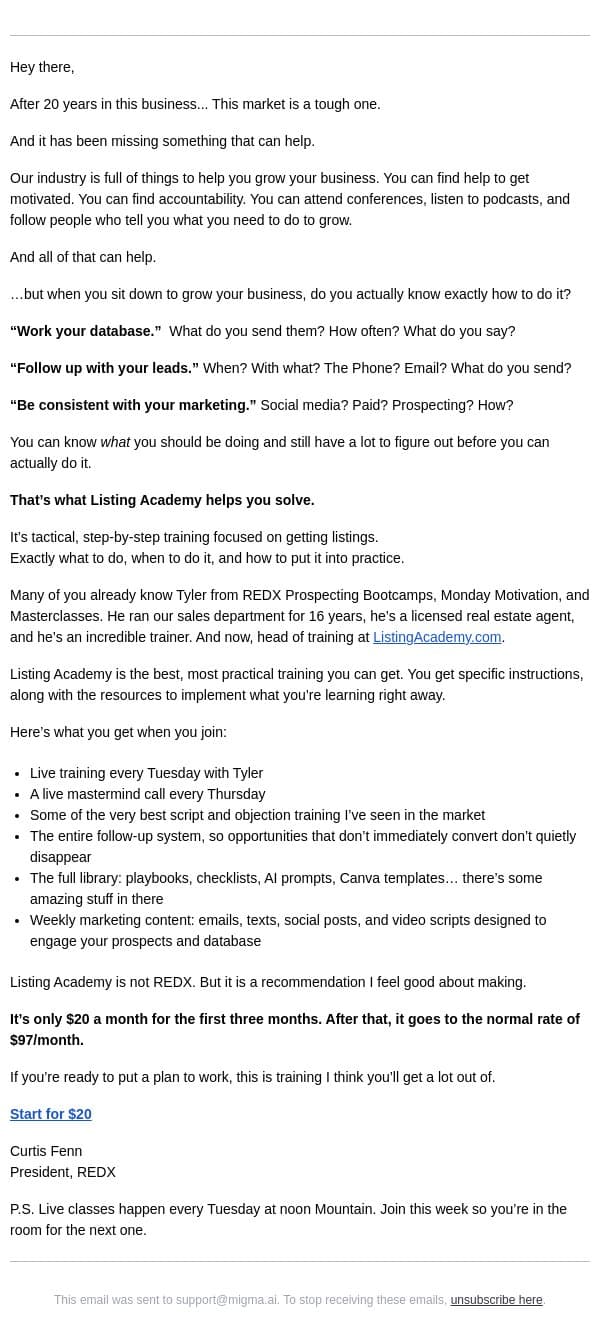Work your database. With what, exactly? email from RedX screenshot