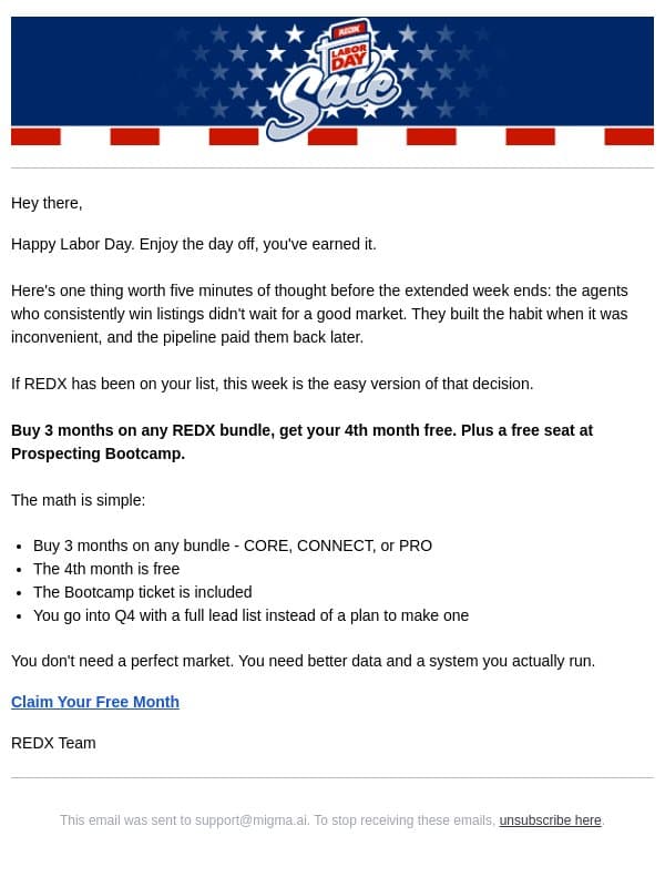 The Labor Day sale you’ve been waiting for is here. email from RedX screenshot