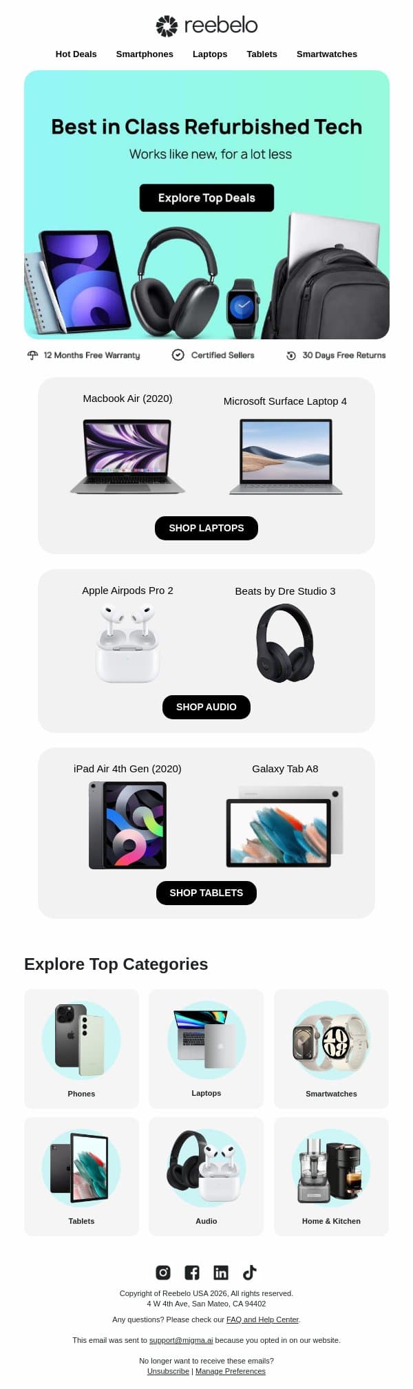 Ace Back to School Shopping with 70% Off vs New email from Reebelo screenshot