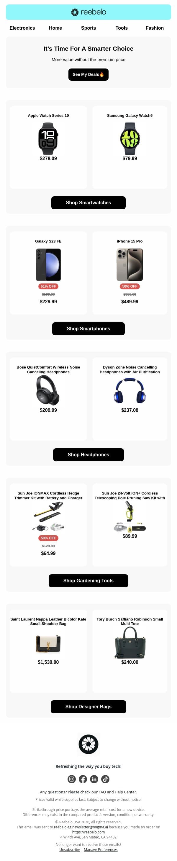 Your upgrade is waiting... email from Reebelo screenshot