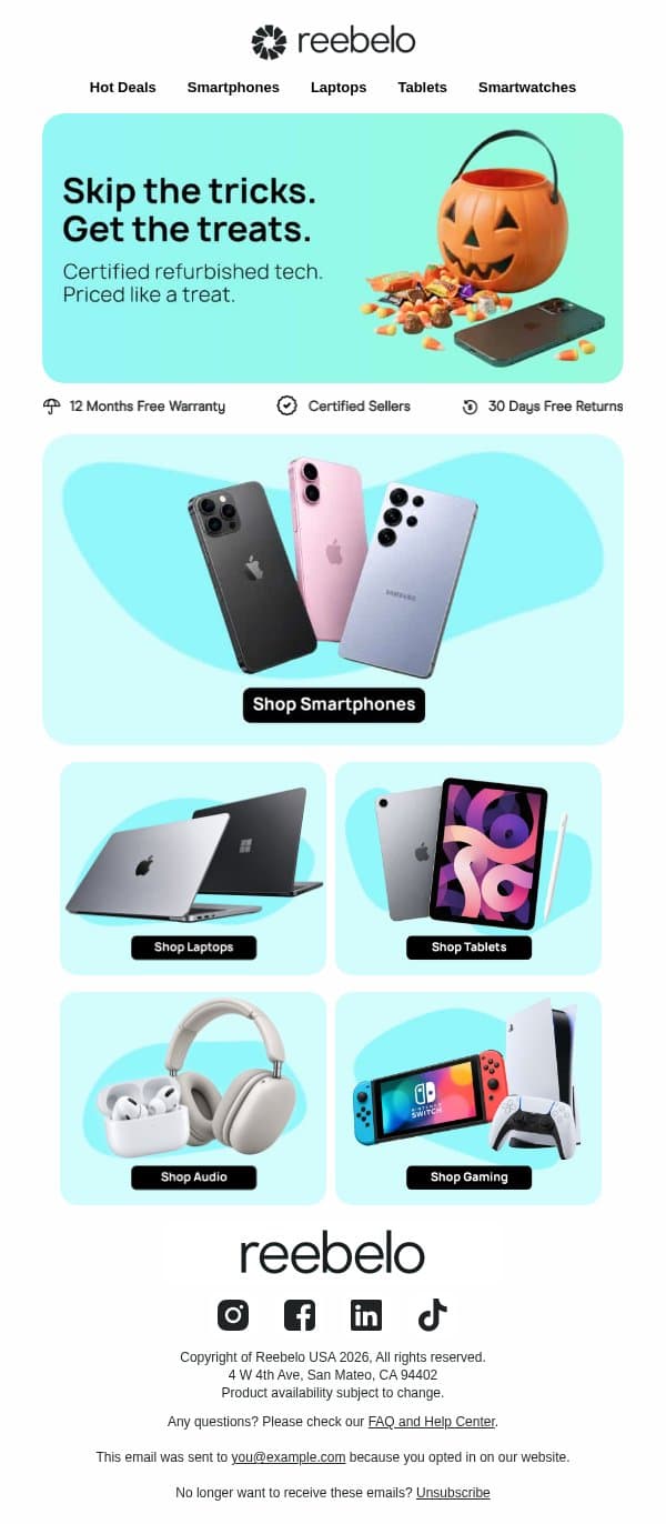 ⚠️ WARNING: These prices are scary good. email from Reebelo screenshot