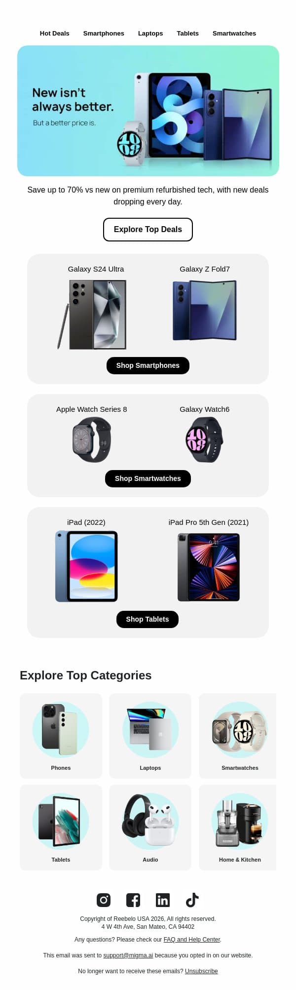 Do you really need the latest model? email from Reebelo screenshot