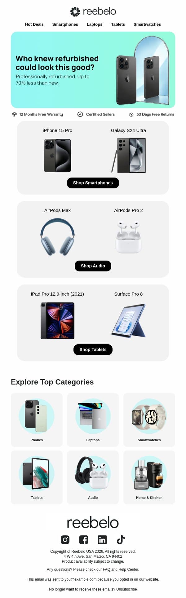Does this look refurbished to you? email from Reebelo screenshot