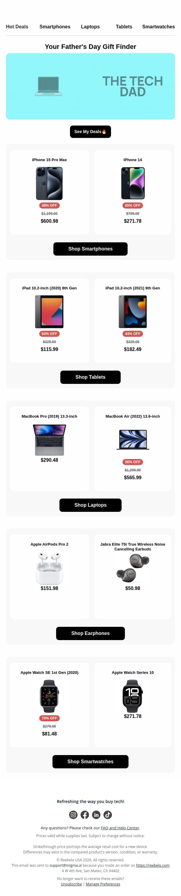 The Father’s Day gift he’ll brag about email from Reebelo screenshot