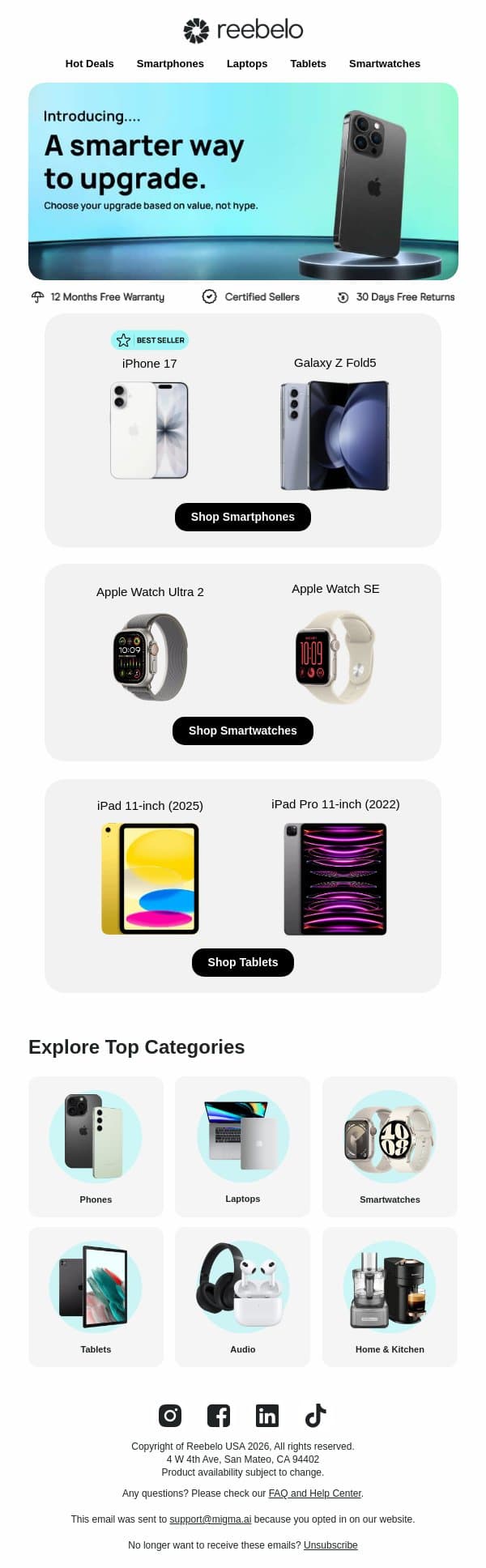 The newest iPhone isn’t your only option email from Reebelo screenshot