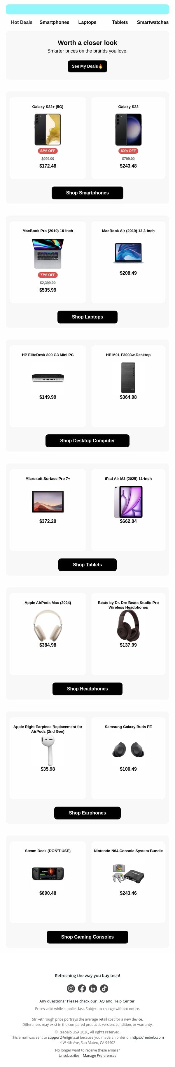 You might like this email from Reebelo screenshot