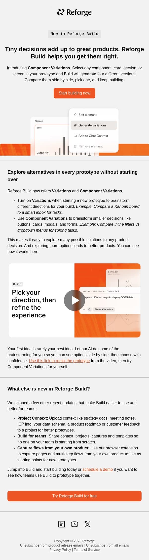 How to make better product decisions email from Reforge screenshot