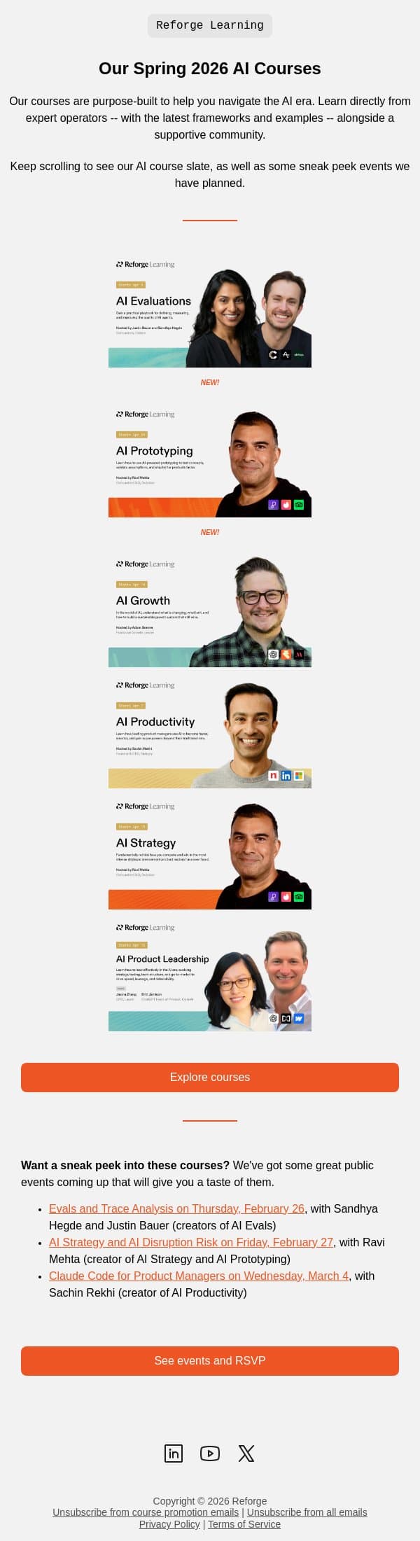 Reforge's best AI courses yet email from Reforge screenshot