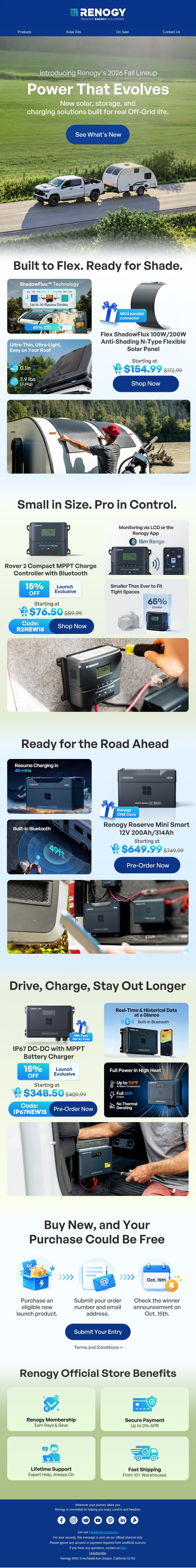 Power That Evolves: 4 New Renogy Products Are Here email from Renogy screenshot