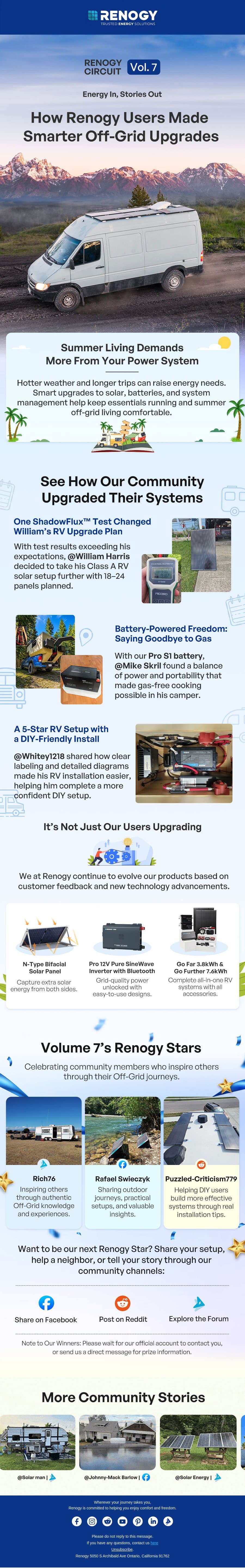 Upgrade Inspiration from Real Renogy Setups | RENOGY CIRCUIT Vol.7 email from Renogy screenshot
