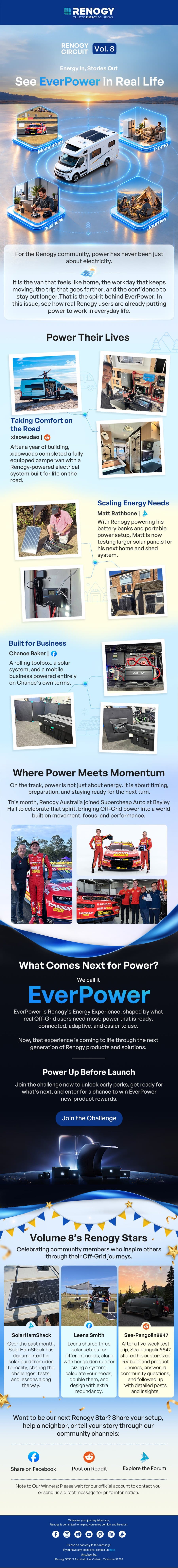 See EverPower in Real Life | RENOGY CIRCUIT Vol.8 email from Renogy screenshot