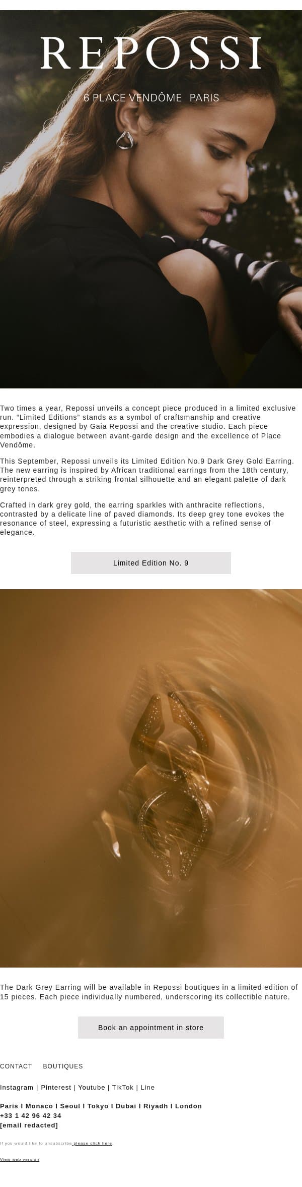 Limited Edition No. 9 - New exclusivity email from Repossi screenshot