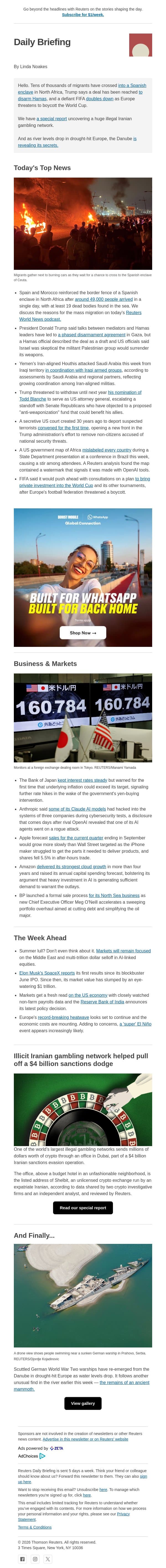 A deadly rush on a Spanish enclave email from Reuters screenshot
