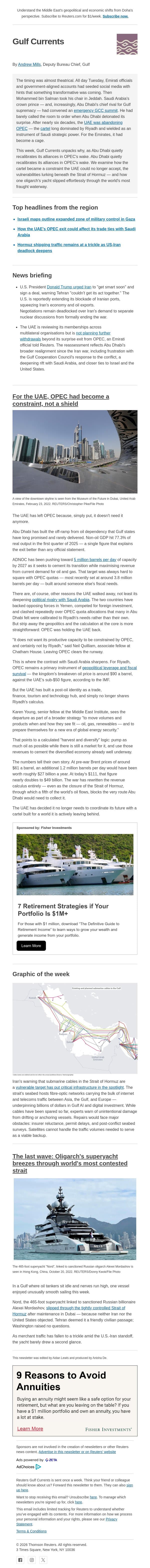 Why the UAE no longer needs OPEC email from Reuters screenshot