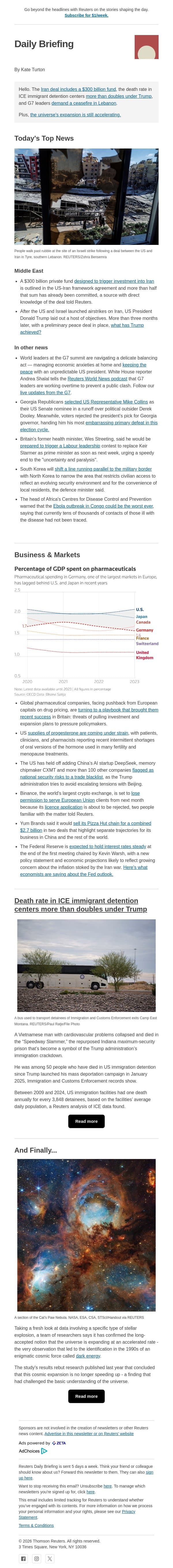 Iran deal includes $300 billion fund email from Reuters screenshot