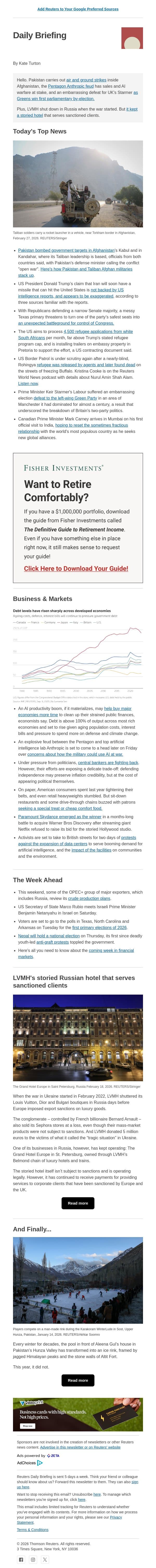 Pakistan bombs targets in Afghanistan email from Reuters screenshot