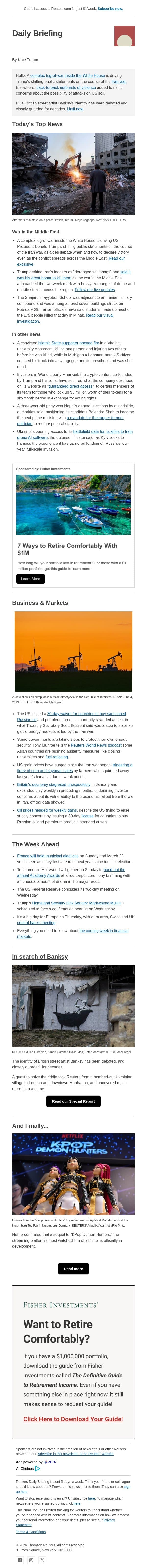 US seeks to tame oil price surge email from Reuters screenshot