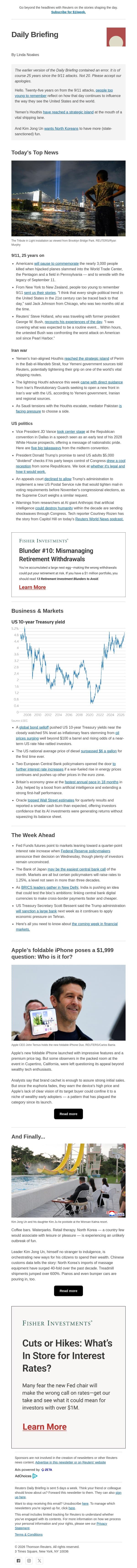 CORRECTED: 9/11 as history, not memory email from Reuters screenshot