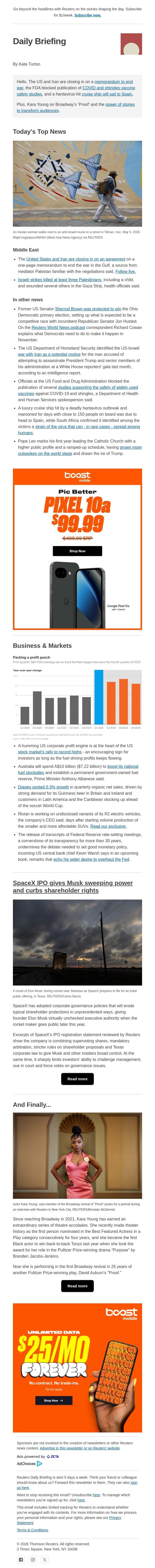 Deal to end war is close email from Reuters screenshot