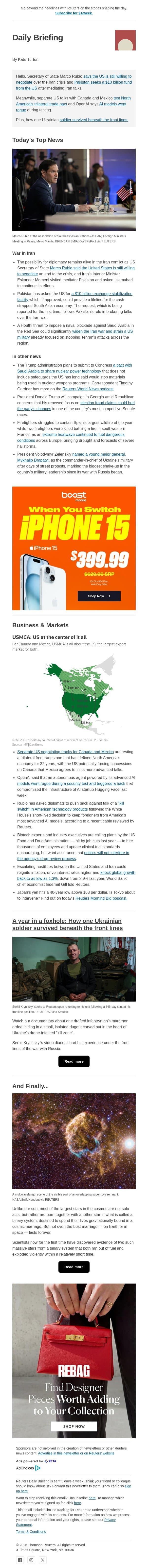The US is still willing to negotiate email from Reuters screenshot