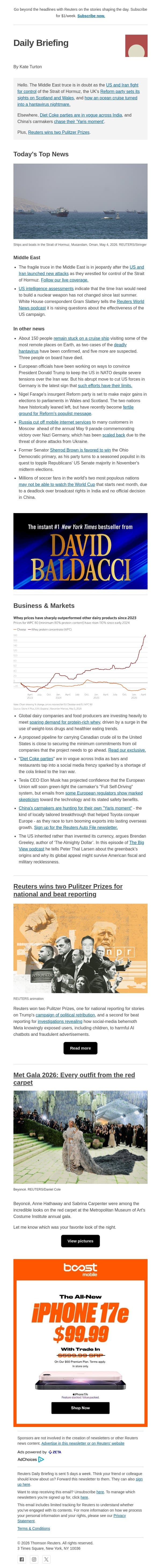 Middle East truce in doubt email from Reuters screenshot