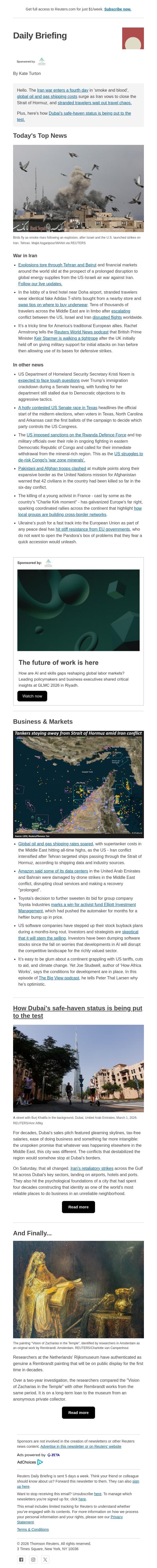 Drones hit US embassy in Riyadh email from Reuters screenshot