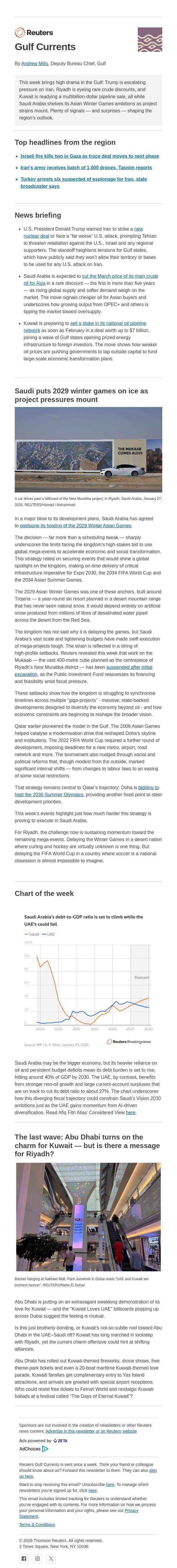 Saudi puts 2029 Winter Games on ice email from Reuters screenshot
