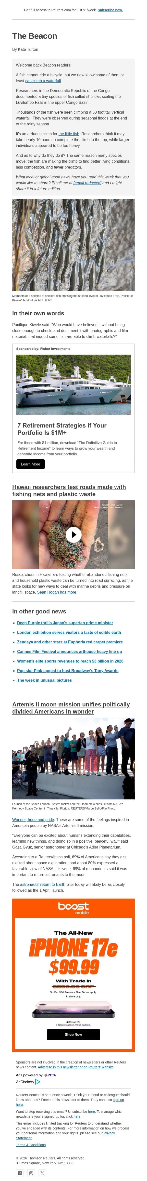Meet the fish defying gravity email from Reuters screenshot