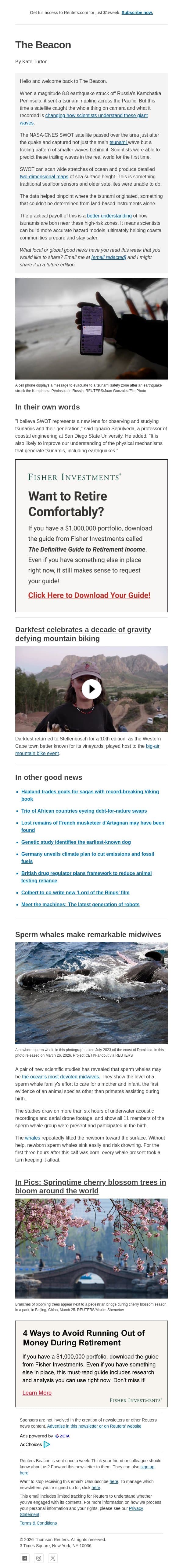 Satellite rewrites tsunami science email from Reuters screenshot