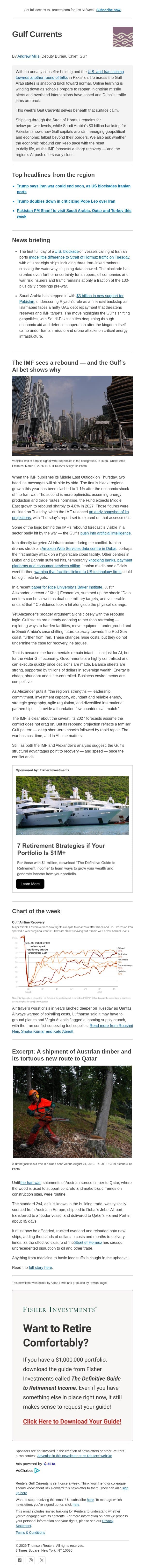 IMF sees Gulf rebound — risks remain email from Reuters screenshot