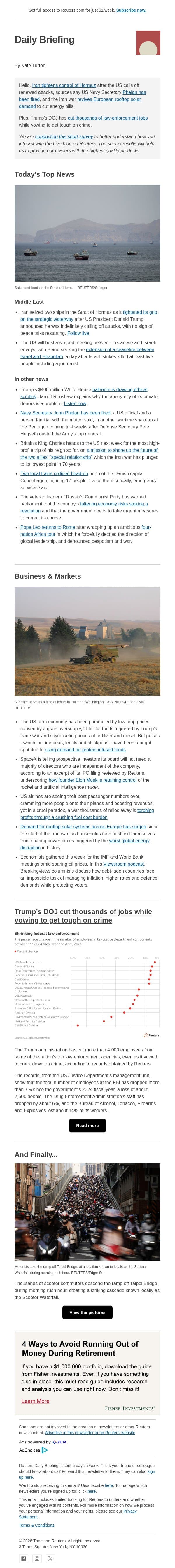 Iran tightens control of Hormuz email from Reuters screenshot