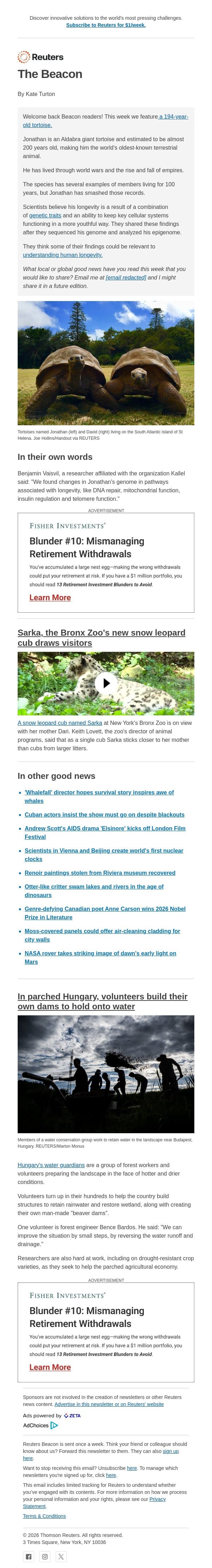 Meet the water guardians email from Reuters screenshot