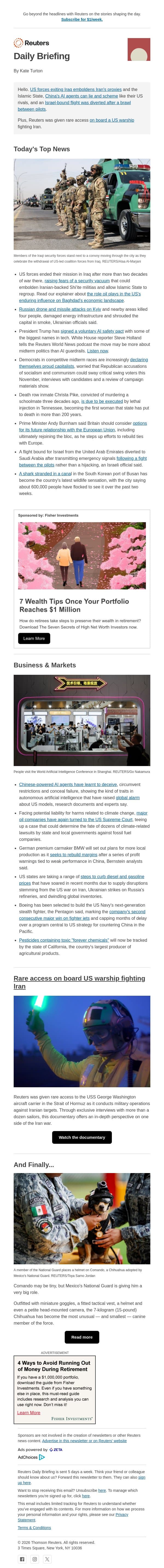 On board a US warship email from Reuters screenshot