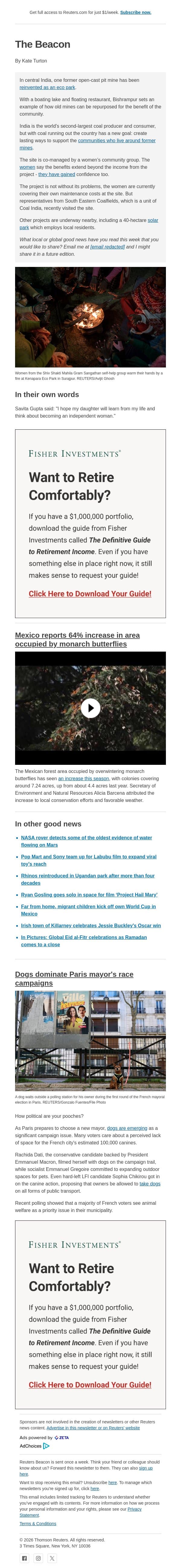India reinvents old mines email from Reuters screenshot
