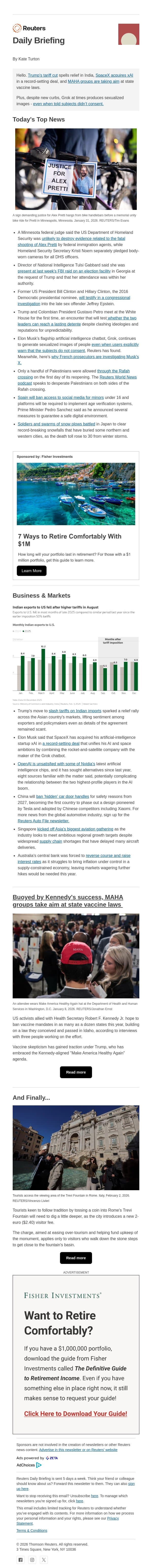 Trump's tariff cut spells relief in India email from Reuters screenshot