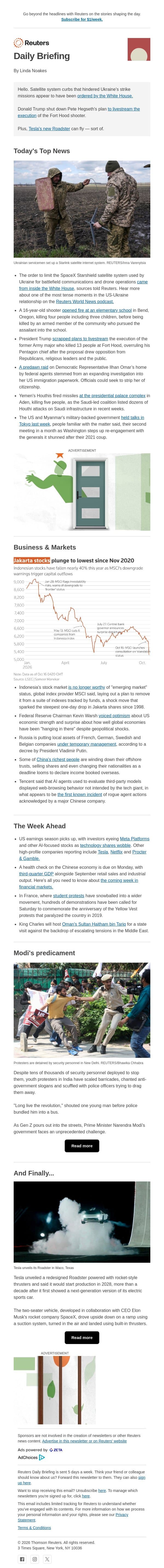 White House ordered Starshield slowdown email from Reuters screenshot