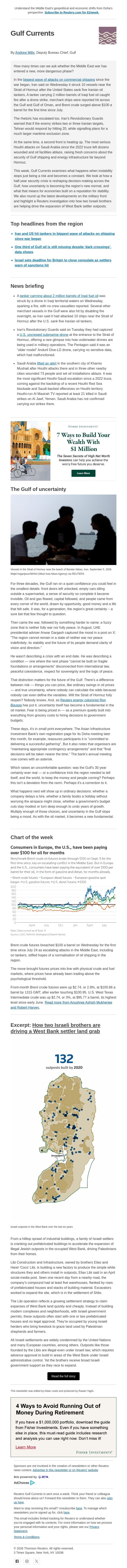 The Gulf of uncertainty email from Reuters screenshot