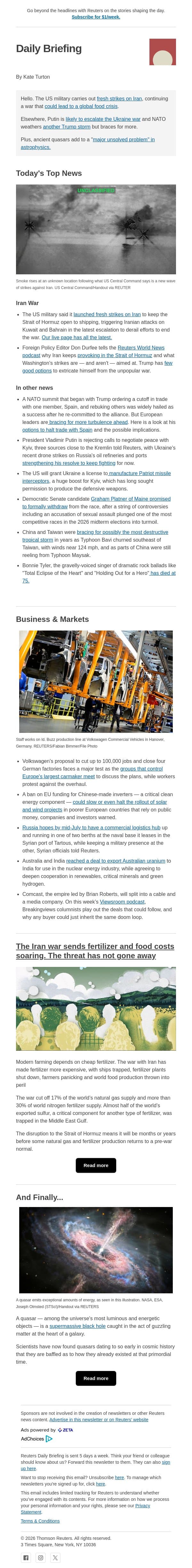 Putin likely to escalate Ukraine war email from Reuters screenshot