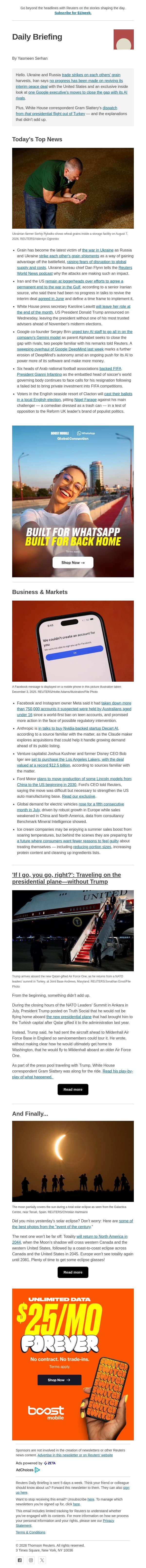 The latest victim of the Ukraine war email from Reuters screenshot