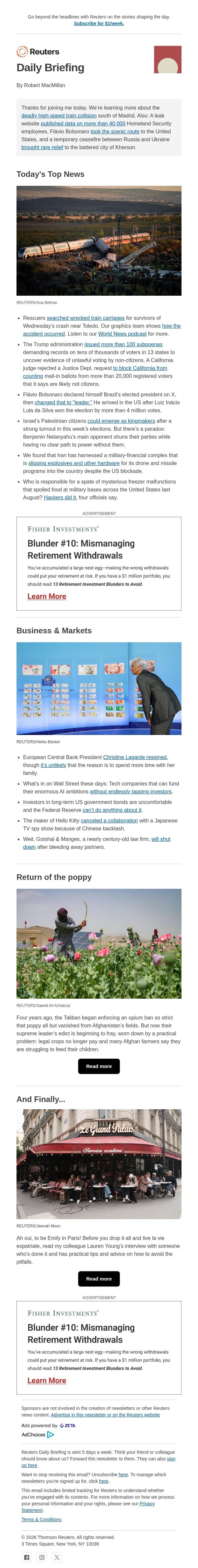 Spain train crash kills at least 68 email from Reuters screenshot