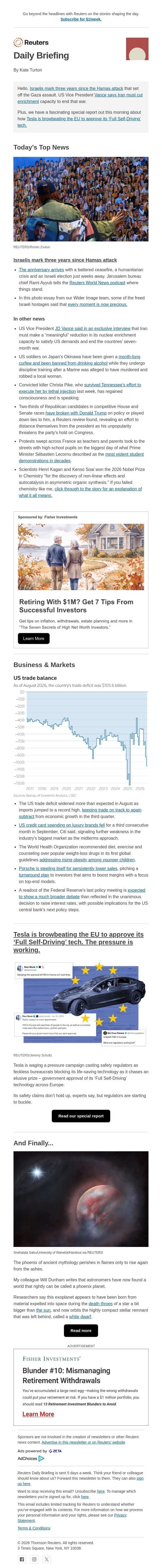 Why Tesla's EU pressure is working email from Reuters screenshot
