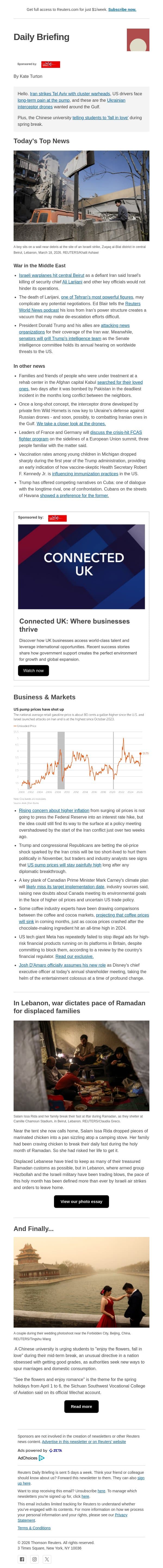 Iran strikes Tel Aviv email from Reuters screenshot